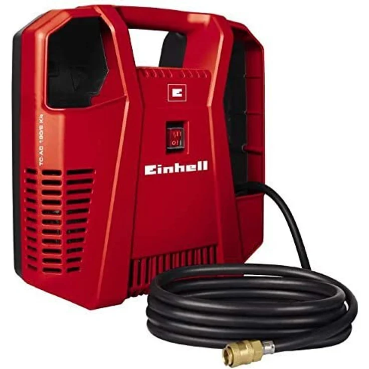 Einhell Kompressoren-Set TC-AC 190-8 OF ölfrei Set 1.100 W, max. 8 bar, 3 m Druckluftschlauch mit Schnellkupplung, inkl. Ausblaspistole, Reifenfüllmesser und 3-tlg. Adapter-Set – Bild 7