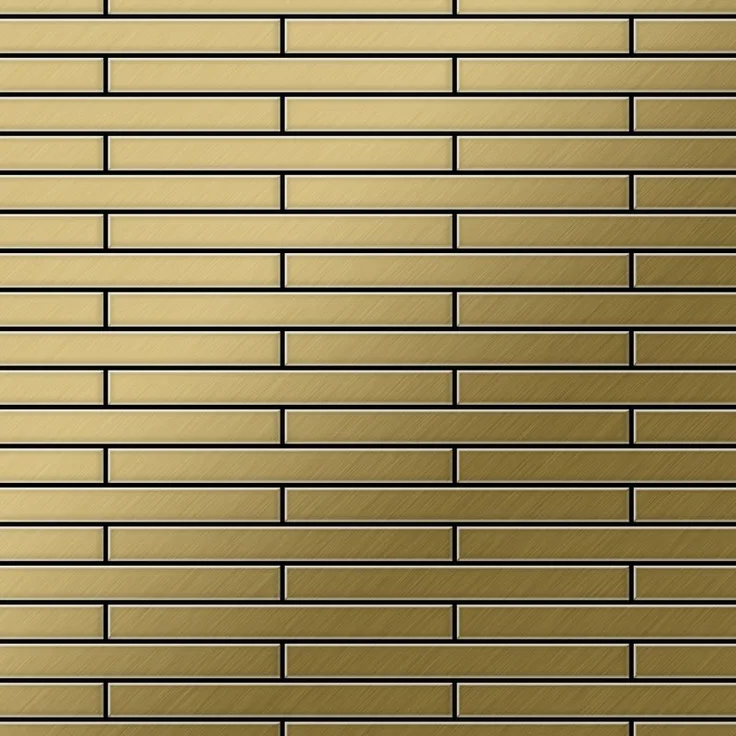 Mosaik Fliese massiv Metall Titan gebürstet in gold 1,6mm stark ALLOY Deedee-Ti-GB 0,63 m2