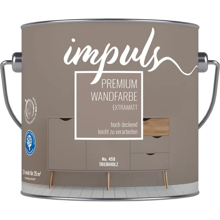 IMPULS Premium Trend Wandfarbe 2,5L Treibholz braun brown matt Farbe Innenfarbe