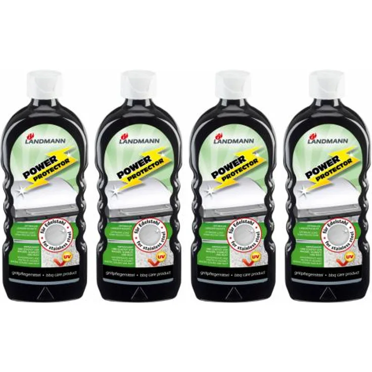 4 x LANDMANN Power Protector Grillpflegemittel Edelstahl Grillpolitur 500ml