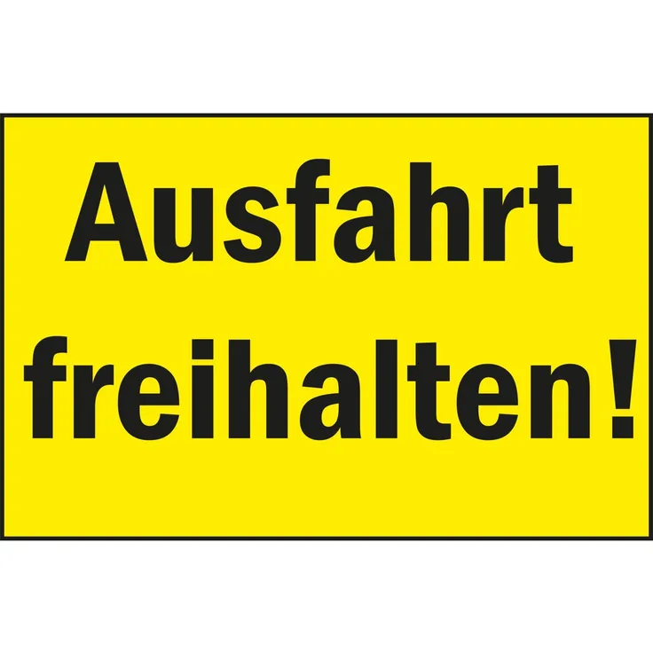 Warnschild ''Ausfahrt freihalten!'' , 300x200 mm , gelb-schwarz , 1 Stück