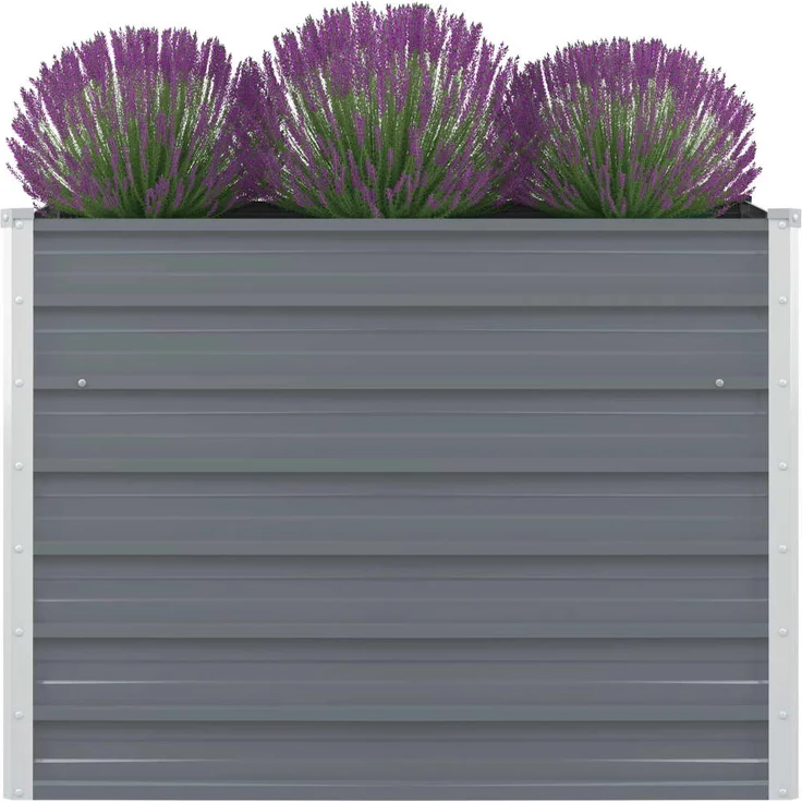 vidaXL Hochbeet 100 x 100 x 77 cm Verzinkter Stahl Grau – Bild 1