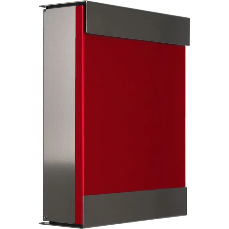 Keilbach, Briefkasten glasnost.color.red, Edelstahl-pulverbeschichtet rot RAL3001, hochwertige Verarbeitung, Klassiker seit 2000, Design Award: FORM 2001