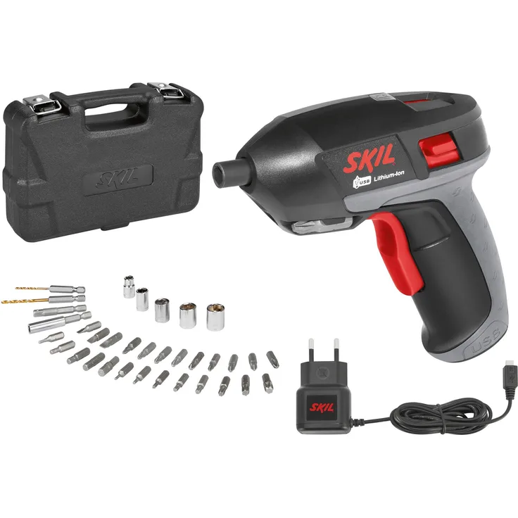 SKIL 2636 AD Akkuschrauber mit LED-Arbeitsleuchte, Bits, Bithalter, Stecknüsse, etc. im Kunststoffkoffer - F0152636AD