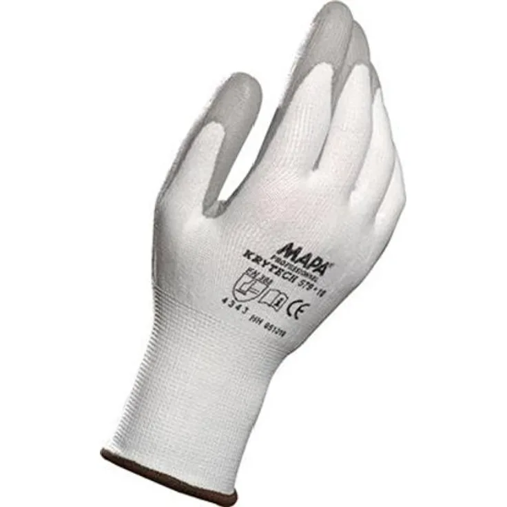 MAPA Professional KRYTECH 579 â€“ Polyurethan-Handschuhe mit leichter Schnittfestigkeit für die Bereiche Automobilindustrie, Maschinenbau und Papierindustrie, weiß, Größe 7, (1 Paar), Schutzhandschuhe