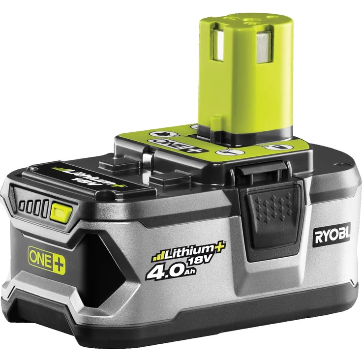 Ryobi Werkzeug Akku RB18L40 18V-4.0 AH LI-Ion, ONE PLUS - Ein Akku für Ryobi Rasentrimmer, Heckenscheren oder Akkuschrauber inkl. Ladestandsanzeige und langer Lebensdauer, Farbe: schwarz-grau – Bild 1