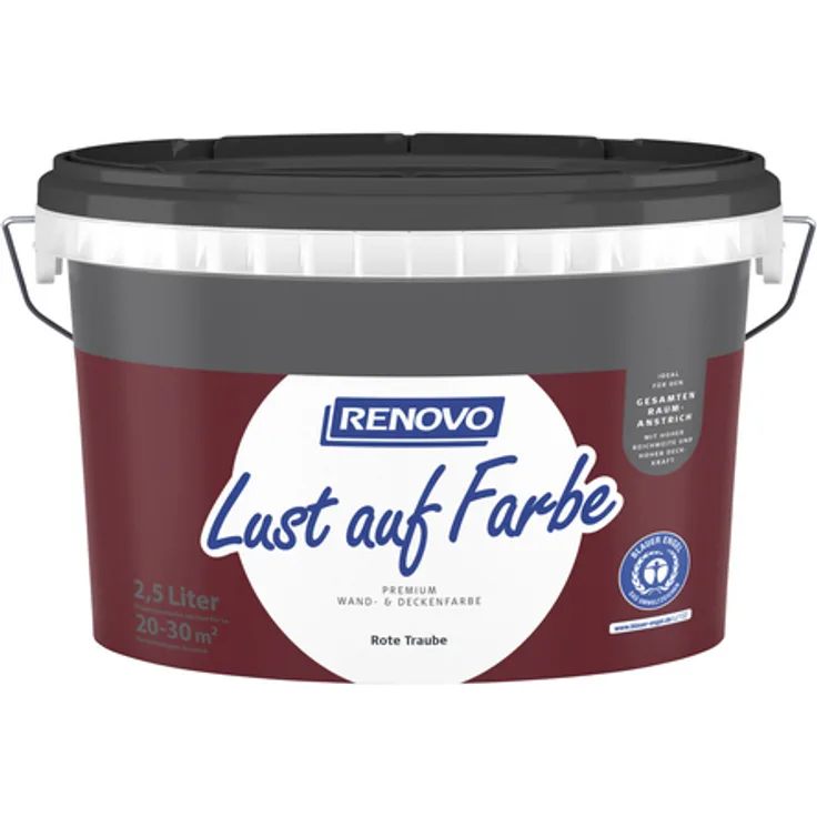 Renovo - Dispersionsfarbe Lust auf Farbe, Rote Traube, matt - rot 2,5 Liter