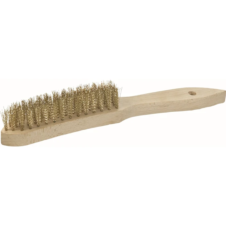 kwb Messing-Drahtbürste mit Holzgriff 922740 (gewellter Messingdraht, strapazierfähig, Länge 275 mm) – Bild 1