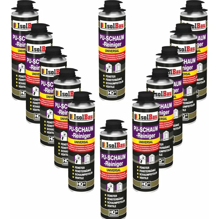 ISOLBAU Pistolenreiniger Schaumreiniger 12 x 500 ml Bauschaum Pistole PU Reiniger HQund