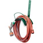 Relaxdays Schlauchhalter Wand, Metall, Wandhalter für 5-8 Zoll (15 mm) 60 m Gartenschlauch, Gartenschlauchhalter, grün
