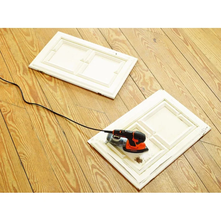 Black+Decker Dreieckschleifer Mouse KA2000 ? Kraftvolle Schleifmaschine mit Staubfangbehälter inkl. Mikrofilter ? Für das Abschleifen selbst an schwer zugänglichen Stellen ? 1 x Schleifer 120 W – Bild 5