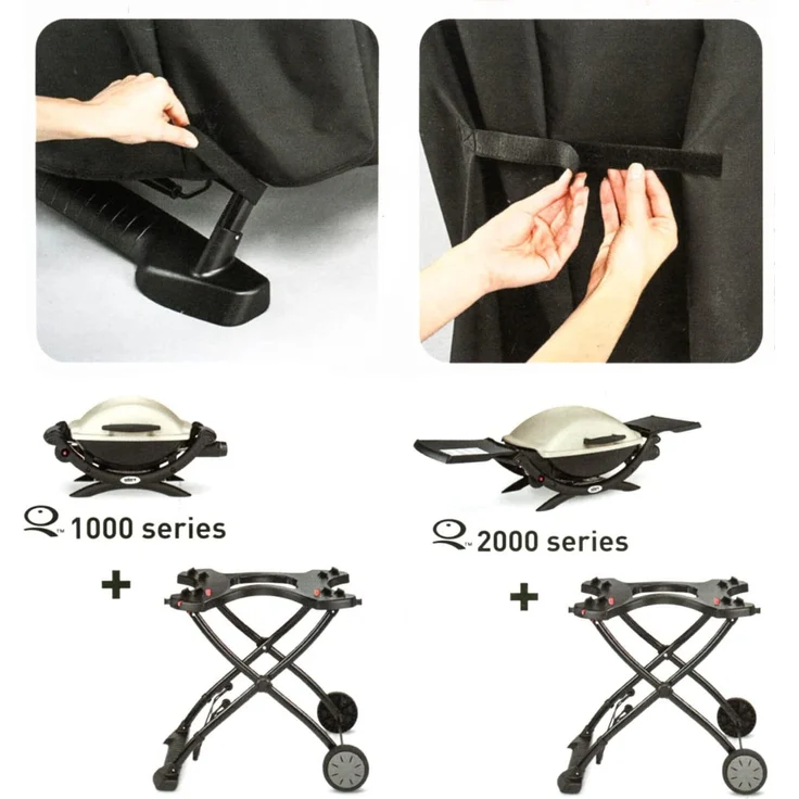 Weber 7120 Grillabdeckung für Weber Q100, Weber Q200, Weber Q2000, Weber Q1000, schwarz, 43,2 x 67,3 x 88,9 cm, wetterfest, Kunststoff – Bild 3