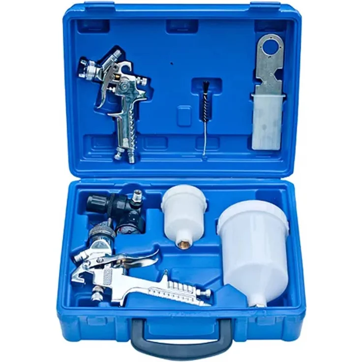 vidaXL 2x Lackierpistole mit Koffer HVLP Druckluft Spritzpistole – Bild 1