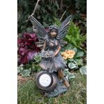Edle Elfe mit Solar Blumenschale Figur Gartenfigur 30 cm Fee Fairy