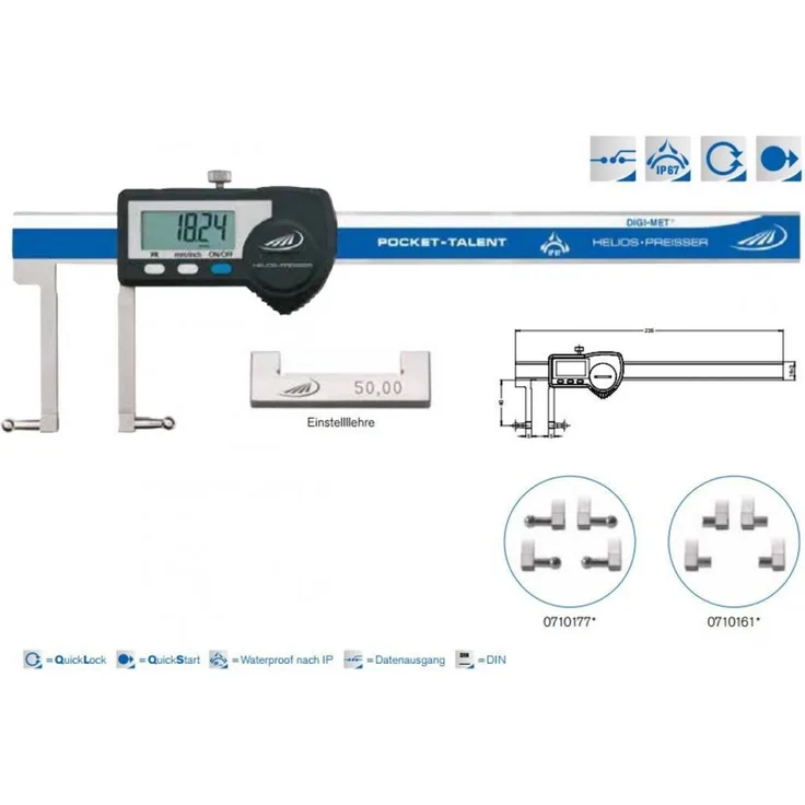 Helios Preisser Universal Taschenmessschieber , Messschieber Pocket Talent 150mm