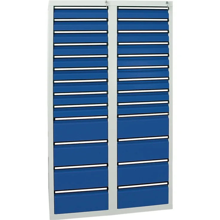 Schubladenschrank H1800xB1000xT500mm lichtgrau/enzianblau 26 Schubl.STUMPF