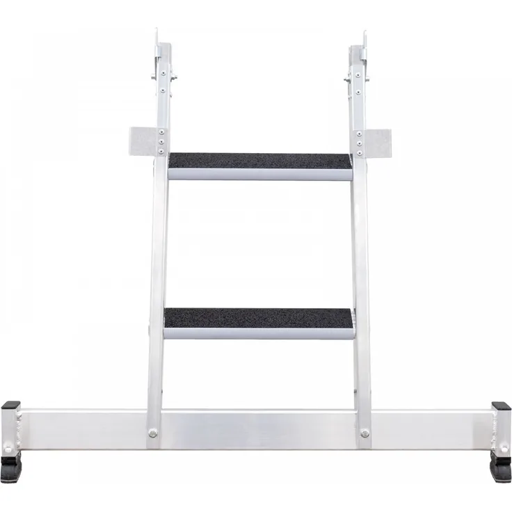 Günzburger Stufen-Glasreinigerleiter mit nivello-Traverse clip-step R 13, 2-stufiges Unterteil