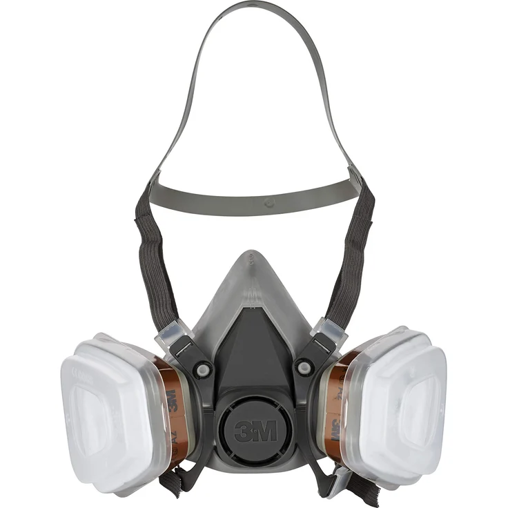 3M Mehrweg-Halbmaske 6002C - Halbmaske mit Wechselfiltern gegen organische Gase, Dämpfe und Partikel - Für Farbspritz- und Maschinenschleifarbeiten