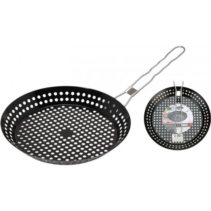 Grillschweine BBQ Grillpfanne mit Klapp-Griff Gemüsepfanne Grillen 30,5cm