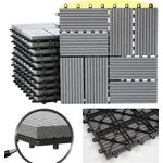 WPC Bodenfliese Rhone, Holzoptik Balkon-Terrasse, 11x je 30x30cm 1qm Premium, grau Vierecke