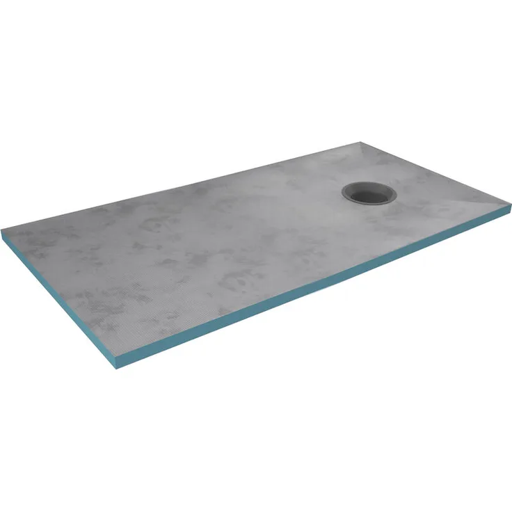 Duschelement PLANO 90x160x4 cm, befliesbar, mit integriertem rundem Ablauf grau - Marwell