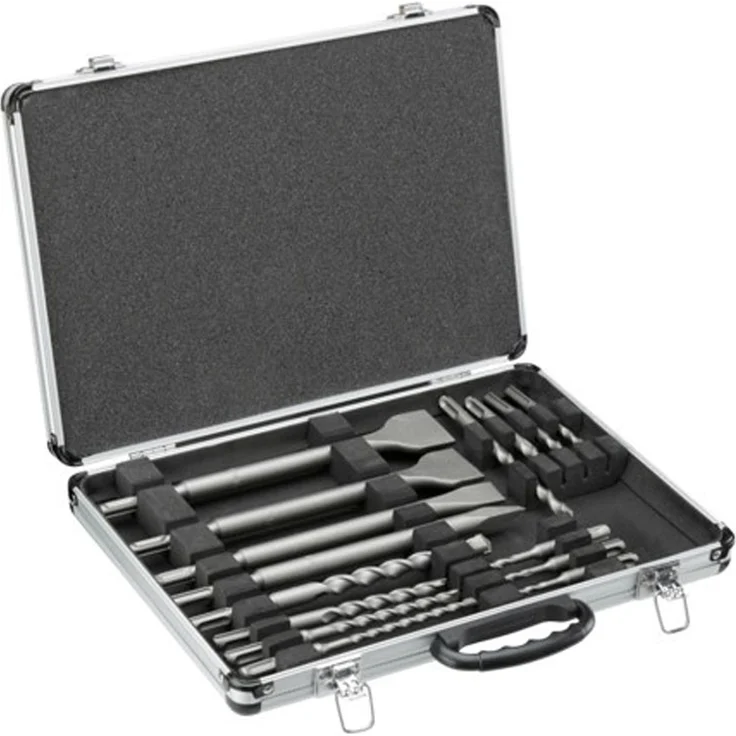 DeWalt DT9679 (Meißel u.Bohrer Set 15-tlg. SDS-plus, 4 x Flachmeißel, 1 x Spitzmeißel, 10 x SDS plus Highperformance Bohrer, inkl. Aluminiumkoffer)