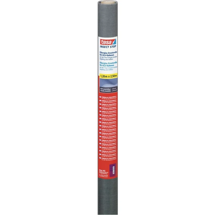 tesa Insect Stop Fliegengitter Ersatzrolle aus Fiberglas-Gewebe für tesa ALU COMFORT Mückennetz Fenster & Tür - Ersatz-Rolle 120cm x 250cm, anthrazit – Bild 1
