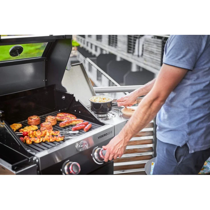 RÖSLE Gasgrill BBQ-Station VIDERO G2-S Schwarz, Grill mit 2 Edelstahlbrennern, extra Primezone und Seitenbrenner, klappbare Seitentische, VARIO+, pulverbeschichteter Stahl, Version 2021 – Bild 5