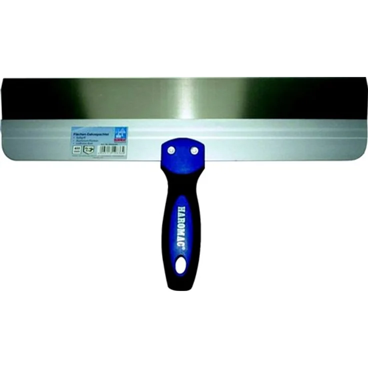 HAROMAC Flächen-Dekospachtel, 600mm, Softgriff & Alurücken, rostfreier Edelstahl, Fassadenspachtel, Flächenspachtel