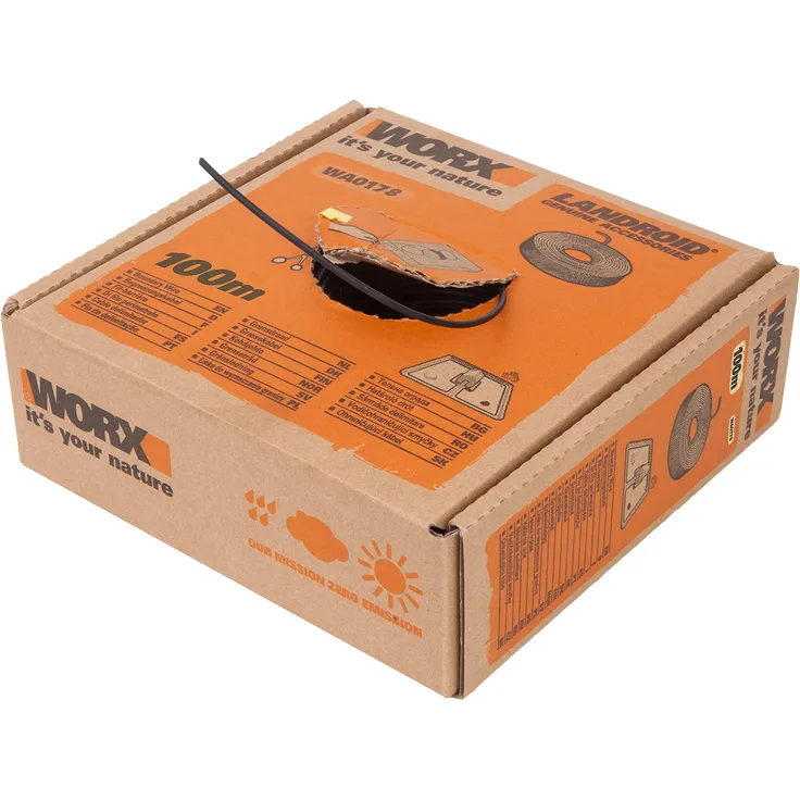 Worx 100 m Begrenzungsdraht für Landroid Mähroboter, WA0178, Schwarz