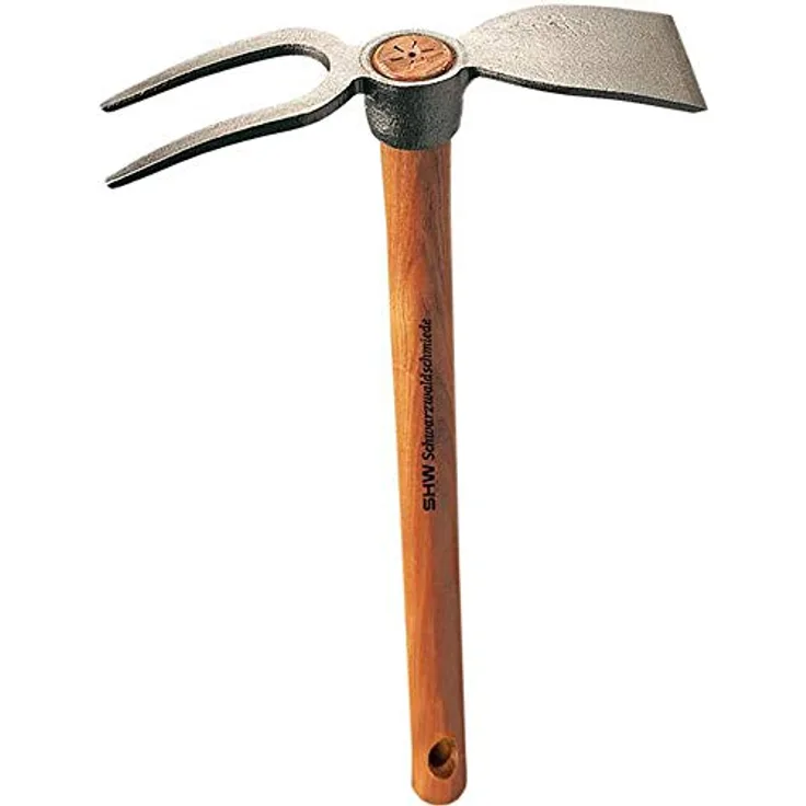SHW Schmiedetechnik Rex-Häckchen mit Breitblatt, 2 Zinken, mit Stiel 40 cm