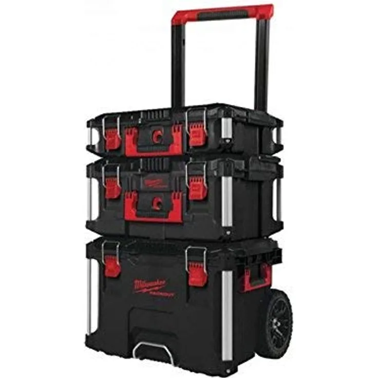 Milwaukee Packout Promo 4932464244 Trolley groß mit Koffer-Set 3 TLG, Black-Red