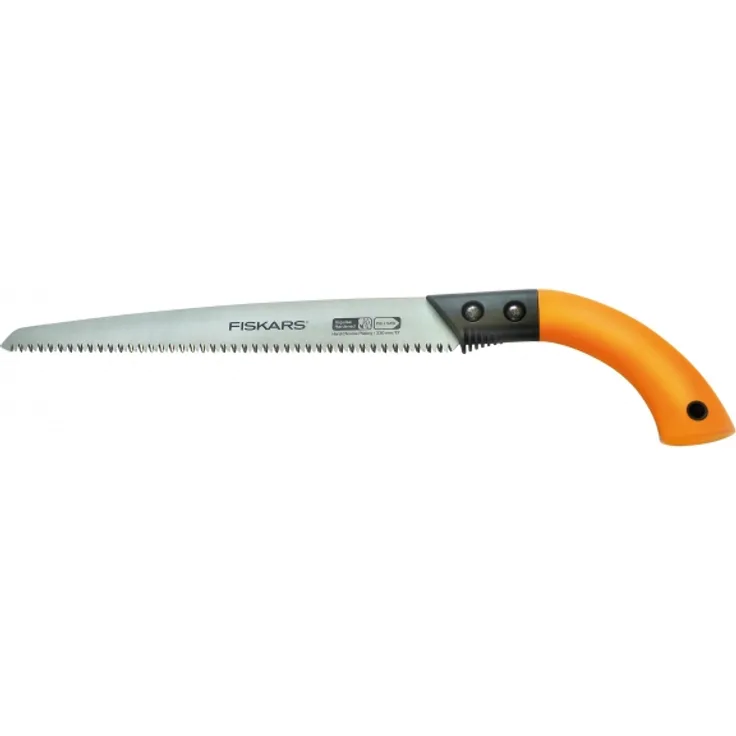 Fiskars Handsäge für frisches Holz, Mit feststehendem Blatt, Inklusive Kunststoff-Köcher, Sägeblattlänge 33 cm, Rostfreies Stahl-Sägeblatt, Schwarz-Orange, SW84, 1001620