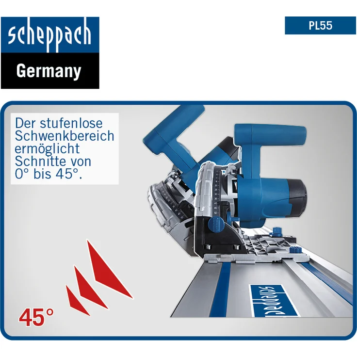 SCHEPPACH SET PL55 Tauchsäge mit 2xFührungsschiene + 2 Sägeblätter Handkreissäge – Bild 1