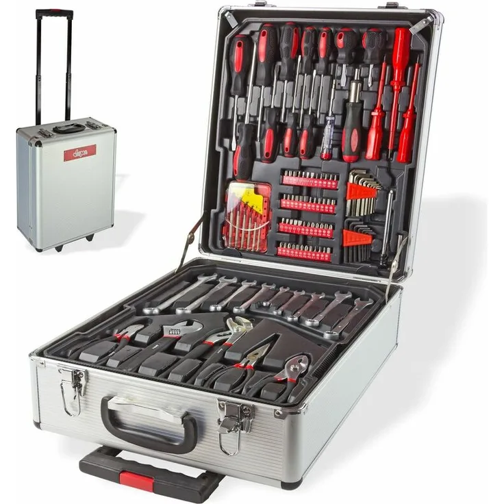 Dewalt Alu Werkzeugkoffer mit Werkzeug Alukoffer Trolley Koffer 251tlg Werkzeugset