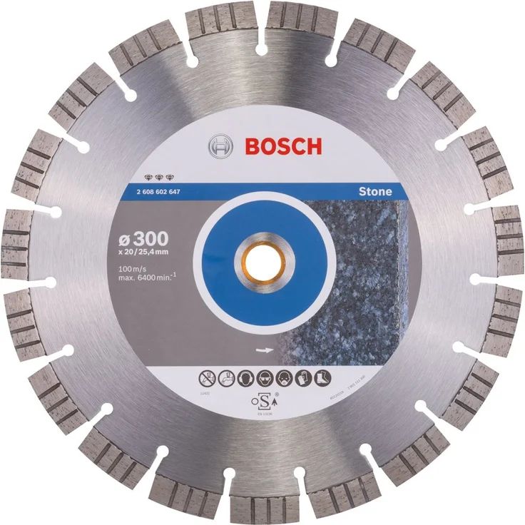 Bosch Professional Diamanttrennscheibe Best für Stone, 300 x 20,00 und 25,40 x 2,8 x 15 mm, 2608602647 – Bild 1