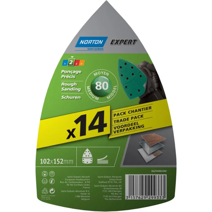 Norton Expert Schleifbänder 102 x 152 mm Körnung 80 Set von 14