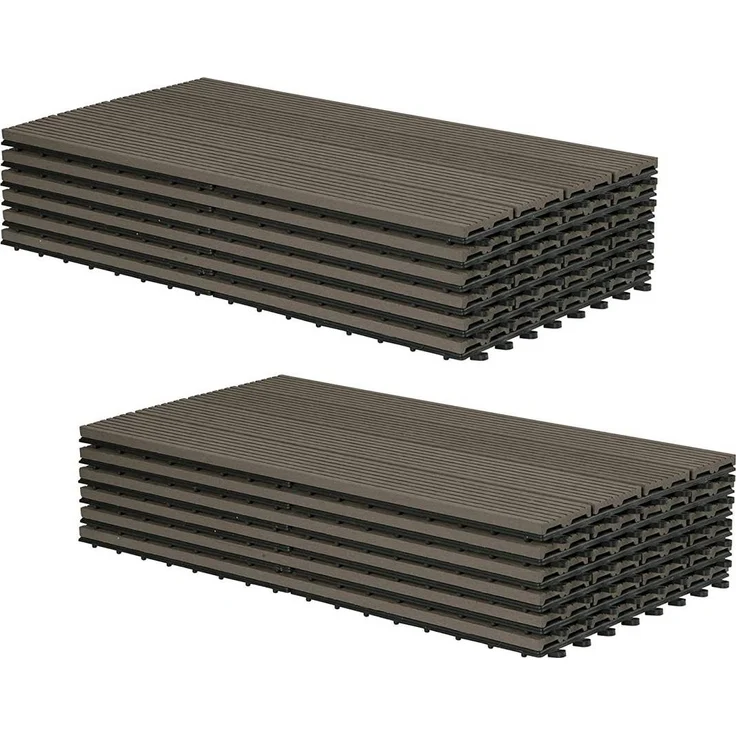 12er-Set WPC Terrassenfliese mit Klicksystem coffee – Bild 1