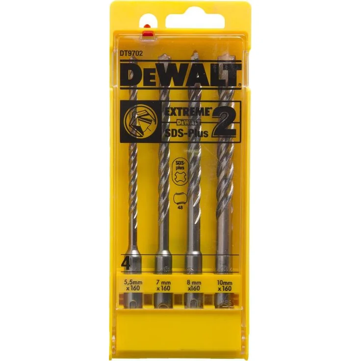 DeWalt Extreme 2 SDS-Plus Ha mmerbohrer-Sets (4tlg. mit 5.5, 7, 8, 10 mm Ø in Kunststoffkassette) DT9702