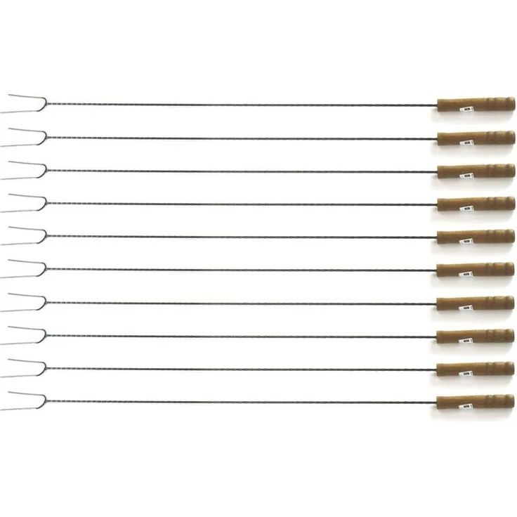 10 St. Grillspieß Holzgriff Lagerfeuer Stahl Fleisch Spieß Grillbesteck 100 cm