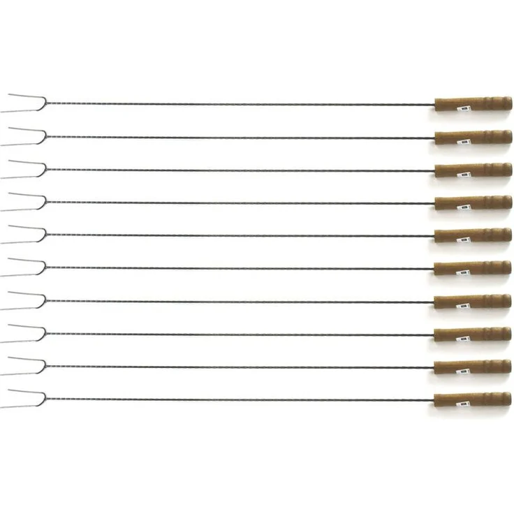 10 St. Grillspieß Holzgriff Lagerfeuer Stahl Fleisch Spieß Grillbesteck 100 cm