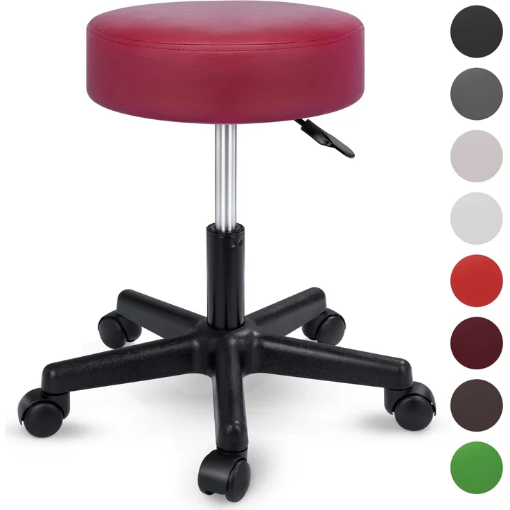 Rollhocker Weinrot Arbeitshocker Drehhocker Kosmetikhocker Praxishocker - Preisvergleich – Bild 1