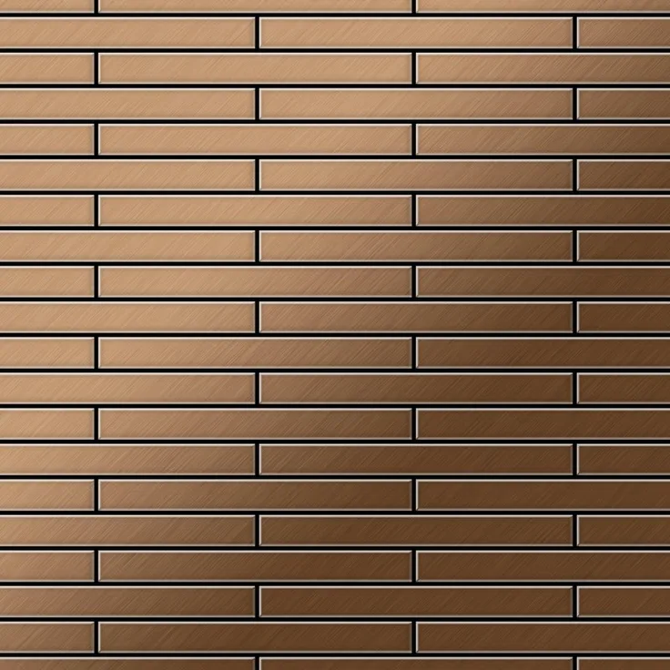 Mosaik Fliese massiv Metall Titan gebürstet in kupfer 1,6mm stark ALLOY Deedee-Ti-AB 0,63 m2