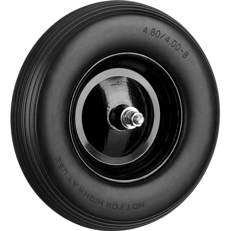 Schubkarrenrad Vollgummi mit Achse, 4.80 4.00-8 Gummirad, pannensicher, 100 kg Tragkraft Ersatzrad, schwarz – Bild 1