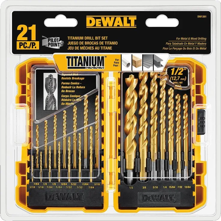 DEWALT DW1361 Titanium Pilot Point Drill Bit Set, 21-Piece by DEWALT