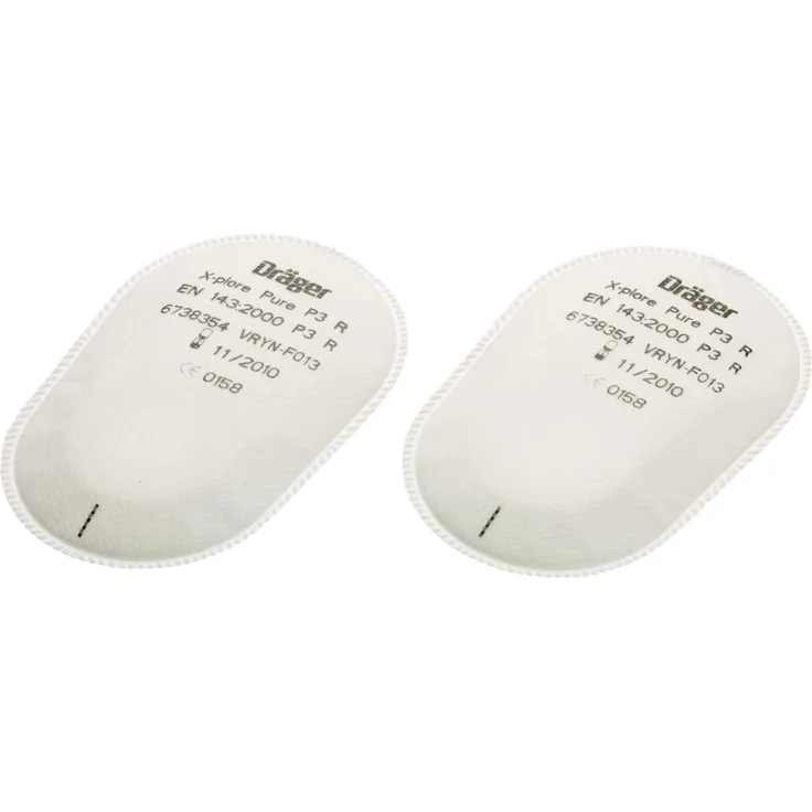 Dräger X-plore Bajonett Partikel-Filter Pure P3 für Aerosole/Partikel , 1 Paar , Ersatzfilter für Voll- und Halbmasken X-plore 3300, 3500 und 5500