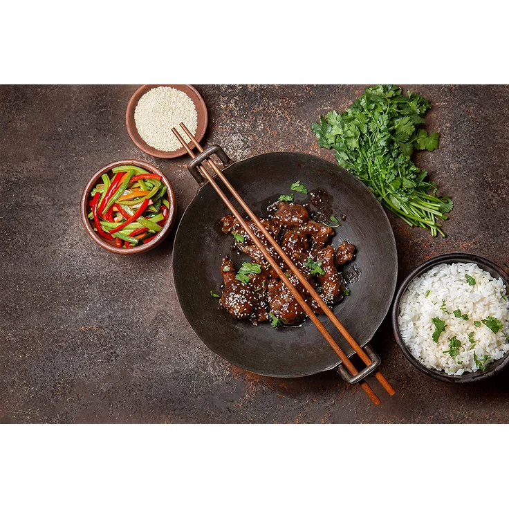 FireRocket Wok Ø 34cm Gusseisen Grill-Wok Cast Iron Pan Gusseisen für Gasgrill Kohlegrill Herd induktionsgeeignet – Bild 2