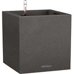 Lechuza CANTO Stone low 30, graphitschwarz, Hochwertiger Kunststoff, Inkl. Bewässerungssystem, Herausnehmbarer Pflanzeinsatz, für Innen- und Außenbereich, 13702