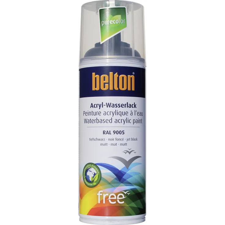 Belton Free Lackspray 400 ml, Acryl Wasserlack, tiefscharz, matt