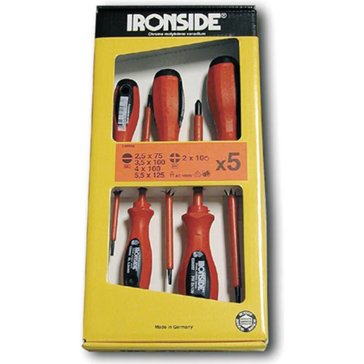 Ironside 120504 Schraubendreher-Set 5-teilig 25002-Komponenten-Griff Chrom-Vanadium-Stahl